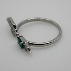 Gemstone Crystal Ring Emerald Cut Topaz Open Adjustable Cocktail Green OS NWT