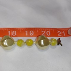 VTG Yellow Bead Necklace Shiny Iridescent 21″ Marked Japan Women’s 1pc Gold Tone