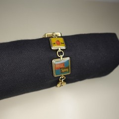 Vintage Fossil Charm Bracelet Watch with Pineapple and Ladybug Charms