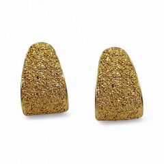 Vintage YSL Gold Tone Textured Clip On Earrings France Signed Statement