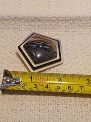 Hexagon Statement Brooch with Marbled Center – Black, White, Brown