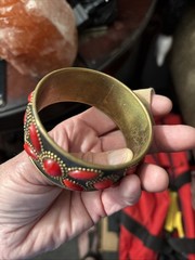 Vintage Copper And Red Stone Bracelet