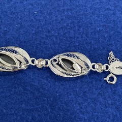 Vintage Bracelet Signed Sorrento Sterling Silver With Hematite Stones
