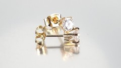 Vintage Estate 14K Solid Yellow Gold 0.5ct Cubic Zirconia Stud Earrings 4mm