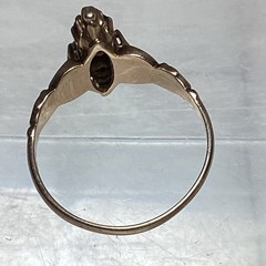 Antique Edwardian Rose Gold Ring 2 Red Zircons, 4 Diamonds Size 6.5