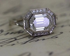 3CT Emerald Cut Lab Created Diamond Vintage Octagon Halo Wedding 925 Silver Ring