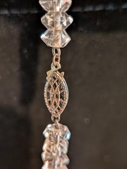 RARE Art Deco Hexagon beaded silver rock crystal 18” necklace