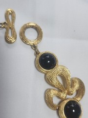 VINTAGE GIVENCHY CHUNKY TEXTURED COLLAR NECKLACE WITH BLACK CABOCHONS