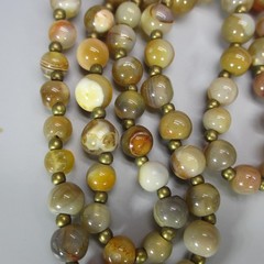 Vintage Stone Bead Necklace Gold Tone 24 Inch