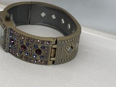VNTG Heidi Daus “Double Trouble” Swarovski Crystal Bangle Watch – Pristine NWOT
