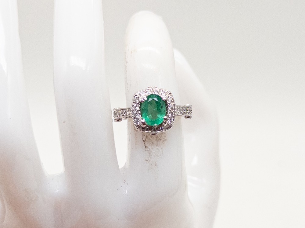$12,000 3.50ct AAA+++ Colombian Emerald VS G Diamond Platinum HALO Ring 12g