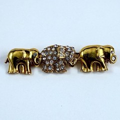 Vintage 1928 Brand Sparkly Crystal Elephant Gold Tone Brooch Estate Pin