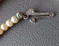 Antique Art Deco Deltah Solid 14K Gold Sapphire Diamond Man Made Pearl Necklace