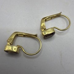 Dainty Gold Tone Simulated Amethyst Hook Pierced Earrings NEW/Never Worn