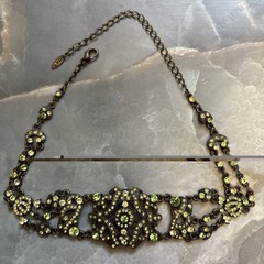 VTG VCLM Rhinestone Statement Choker Necklace Intricate Gatsby Victorian Revival