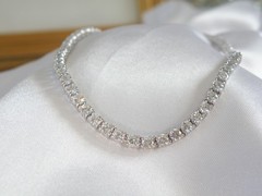 Vintage Sterling Silver 925 Cubic Zirconia Tennis Necklace Fits 18″