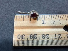 1.94g Vintage Sterling Silver 925 Teardrop Red Faceted Earrings Elegant M