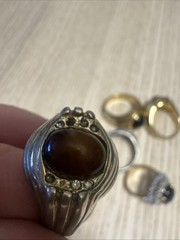 Vintage Retro Signet Ring Lot 6pc Chunky Mid Century Boho Gold Silver Tone Y2K