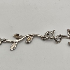 Dee Berkley Sterling Silver Floral Branch Marcasite Collar Necklace 17″ 16.6g