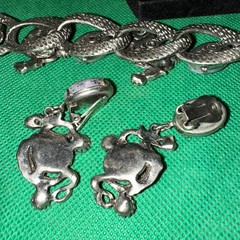 Rare 1950s Selro Selini Dragon Egg Parure Necklace,Earrings,Bracelet Rhinestone