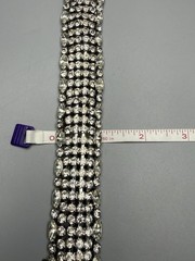 Weiss Rhinestone Bracelet Vintage Wide Dome 6 Row Large 7.75” Long 1 In Wide