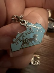 Kentucky Derby Vintage Charm Bracelet Eng. “caran” Locket ,Key, State,horse