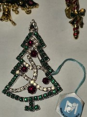 6 Christmas Brooch Rhinestone Enamel Pins Costume Jewelry, 1.5-2.5 Inches