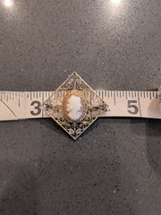 Vintage Shell Cameo Brooch 900 Silver Filigree 1.25″ Q23