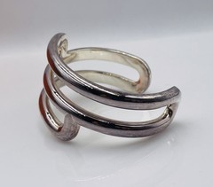 Hermes Paris Vintage French Sterling Silver Sleek Modern Cuff Bracelet