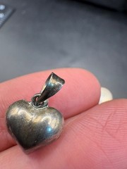 Vintage Sterling Silver 1940s Estate Puffy Heart 0.5” Pendant Charm 925