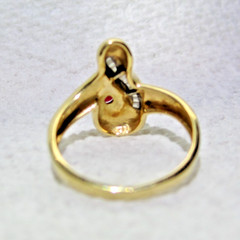 0.66 Ct NATURAL RUBY & Diamond Baguette Ring in 14K Yellow Gold, Vintage 1998