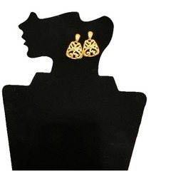 Vintage Gold Tone Filigree Drop Stud Earrings