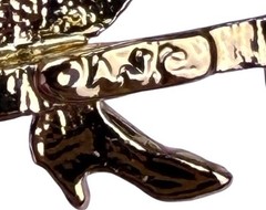Vintage AJC Gold Tone Woman Vanity Mirror Brooch Signed Ornate Design Jewelry