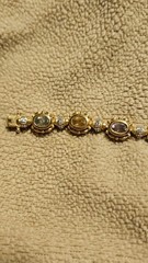 Gold Tone Multi Colored Stone 925 Bracelet 7.5″