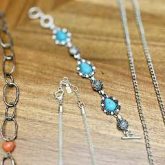 Vintage Turquoise Color Signed RMN JLo Fossil Necklace Bracelet Jewelry Lot
