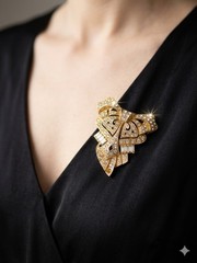 Vintage 1940s Unsigned Rhinestone Dress Clip, Art Deco Bow Fur Clip