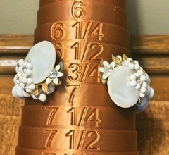 Vtg 40s Miriam Haskell Milk Glass MOP Bypass Cuff Bracelet Earrings Gold Set