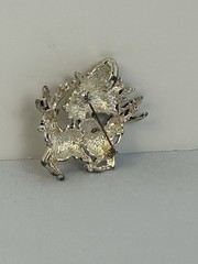 Vintage Santa Sleigh Brooch Reindeer Christmas Pin Enamel Holiday Cute