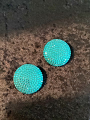 Richard Kerr vintage Swarovski crystal earrings/brilliant turquoise blue. 1 1/2