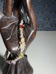 Vintage PAJ BB Gold Tone Tennis Bracelet Assorted Stones Double Safety Clasp 7″