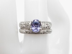 $7K Scott Kay 1.62ct Cert Blue NO HEAT Sapphire Diamond 19k White Gold Ring SET
