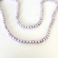 Ladies Genuine Real Pearl Purple Lavender Dyed Long Chunky Strand Necklace 36″