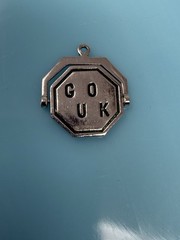 Antique 925 Sterling Silver Enamel Good Luck Hexagon Spinner Charm 2.4g