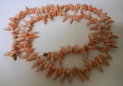 Vintage Art Deco Baby Teeth Shape Rose Pink Angel Skin Coral Necklace – Unique