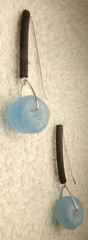 VTG ARTISAN STERLING SILVER MODERN BLOWN ART GLASS TUBULAR DROP PIERCE EARRINGS