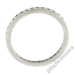 Antique Platinum 0.60ctw Channel Old Single Diamond Eternity Stackable Band Ring