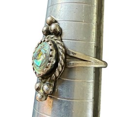 Vintage Sterling Silver Ring Abalone Shell Oval Stone Size 8