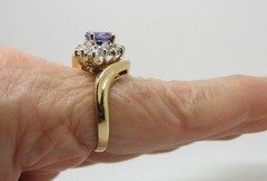 Vintage Solid 14K Yellow Gold Tanzanite Diamond Cluster Ring Size 7.75 – LB2082