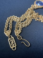 Vintage YSL Yves Saint Laurent Pink and Blue Glass Eye Gold Plated Necklace