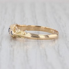 Antique 0.28ctw Sapphire Diamond Ornate Ring 18k Yellow Gold Size 9